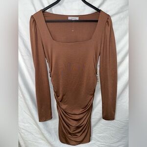 NWT - Long Sleeve Bodycon Nude Dress - L